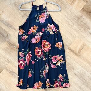 Everly Shift Sleeveless Mini Dress Size M Multicolor Floral High Neck A-Line